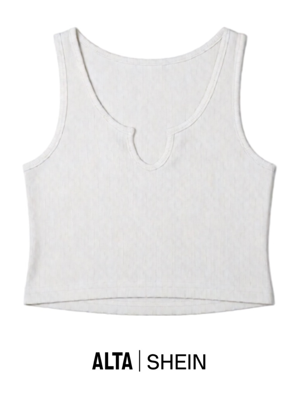 SHEIN White Ribbed V-Notch Crop Tank Top